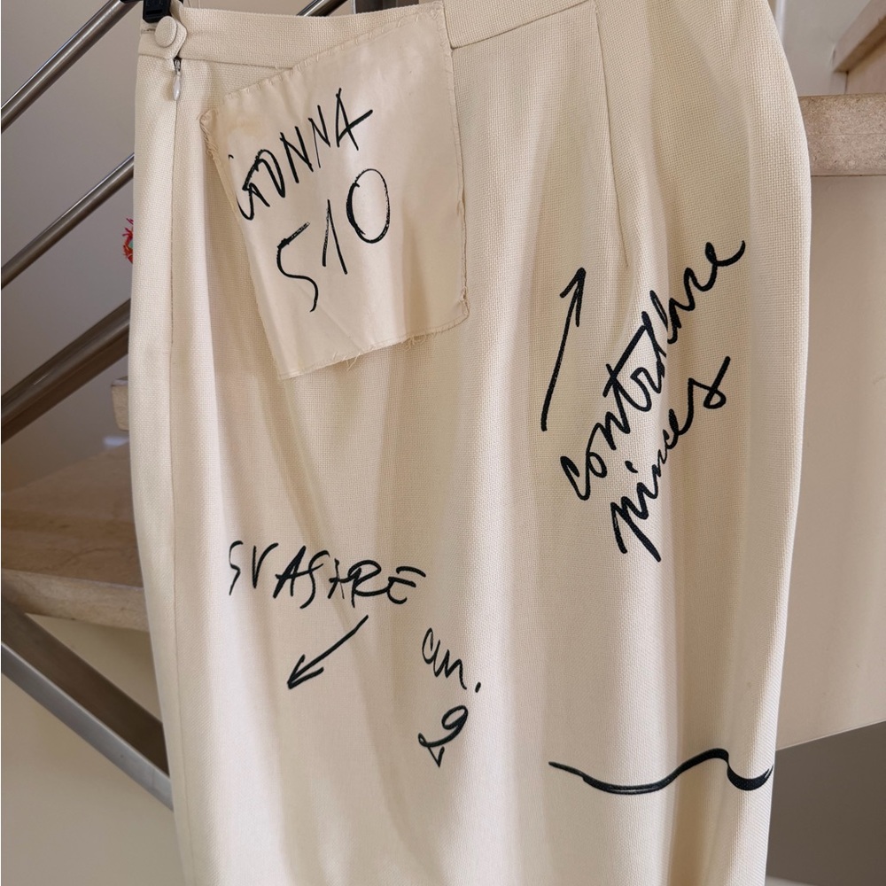 MOSCHINO couture Cream Graphic Pencil Skirt - Picture 7 of 13